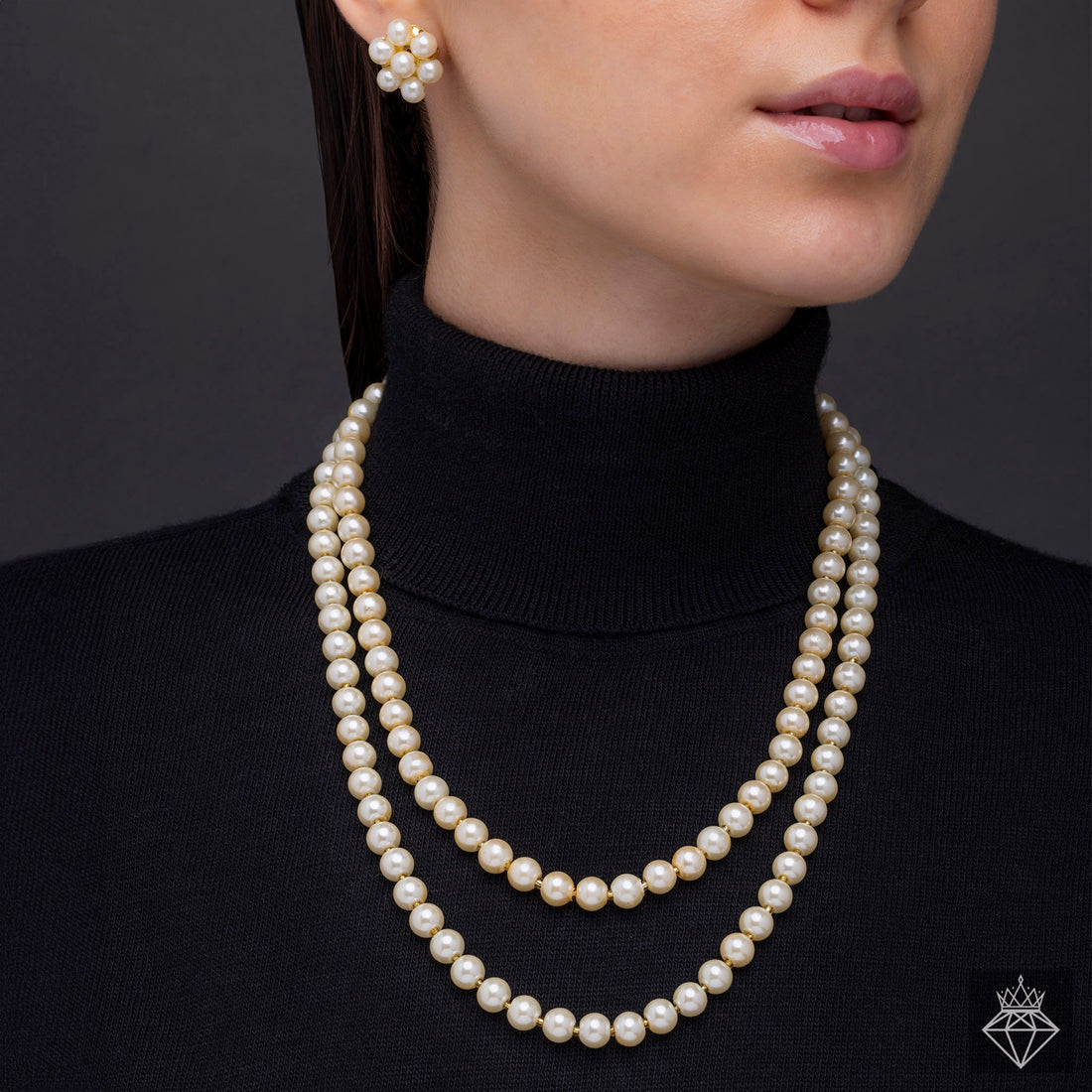 Multilayer Pearl Necklace Set With Earrings✨ White