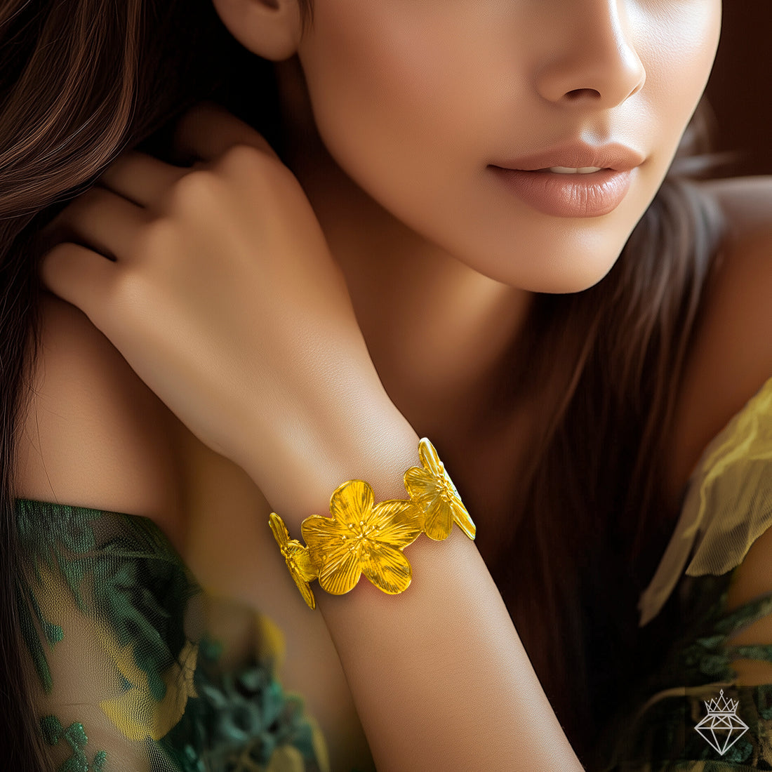 Anti-Tarnish Golden Flower Bracelet (Adjustable Size)