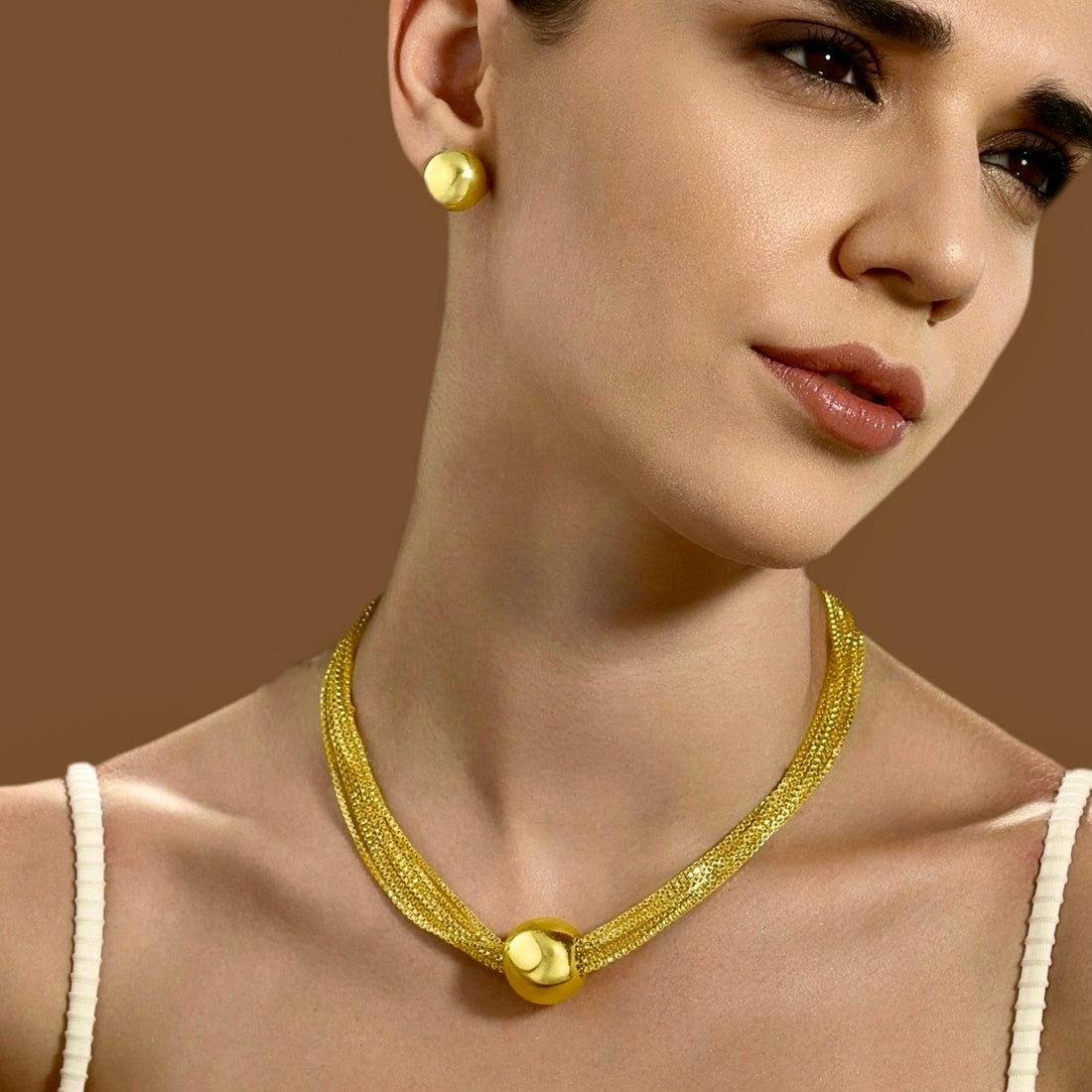 Anti-Tarnish Multilayer Necklace Set With Earrings✨