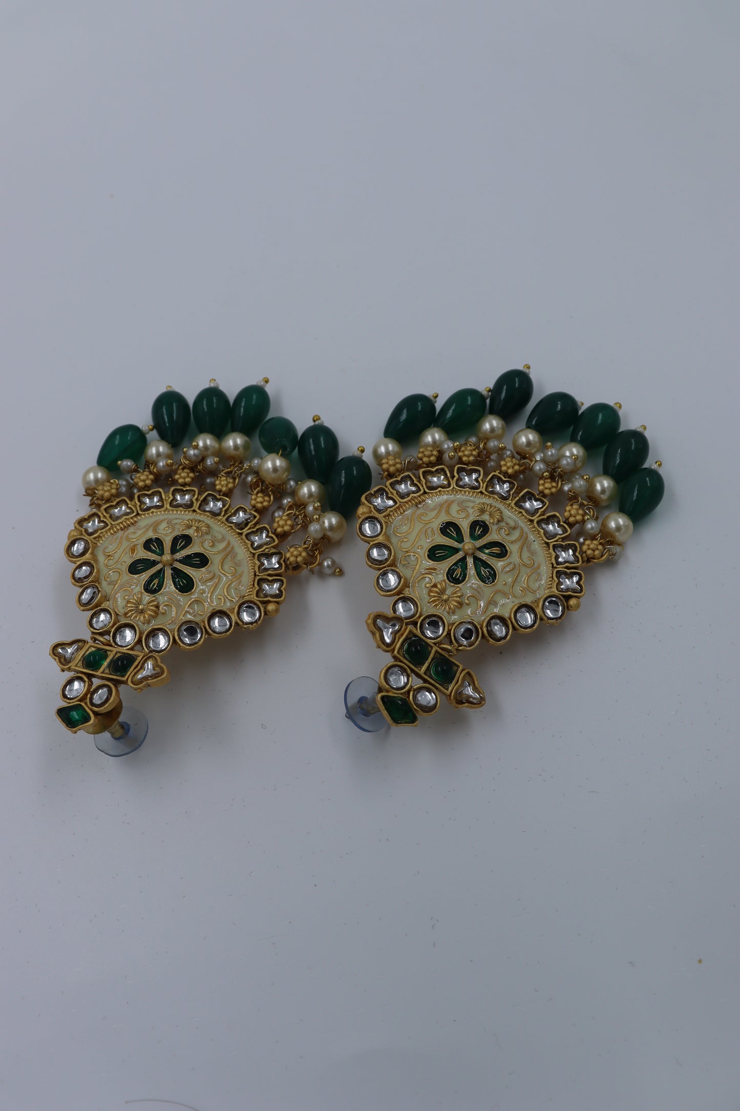 green pearl drop earring