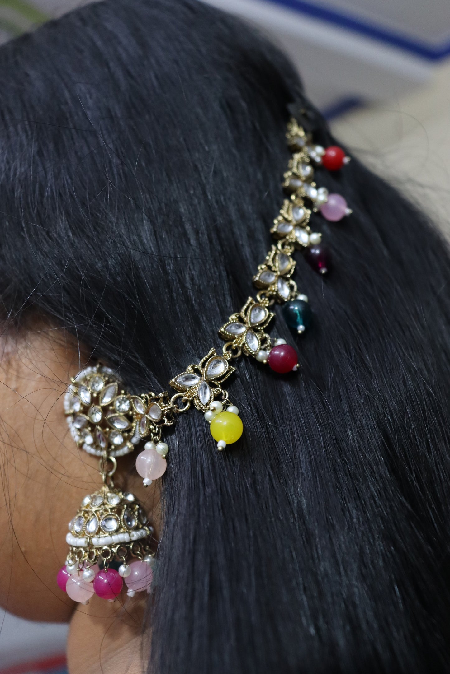 multicolor chain earring