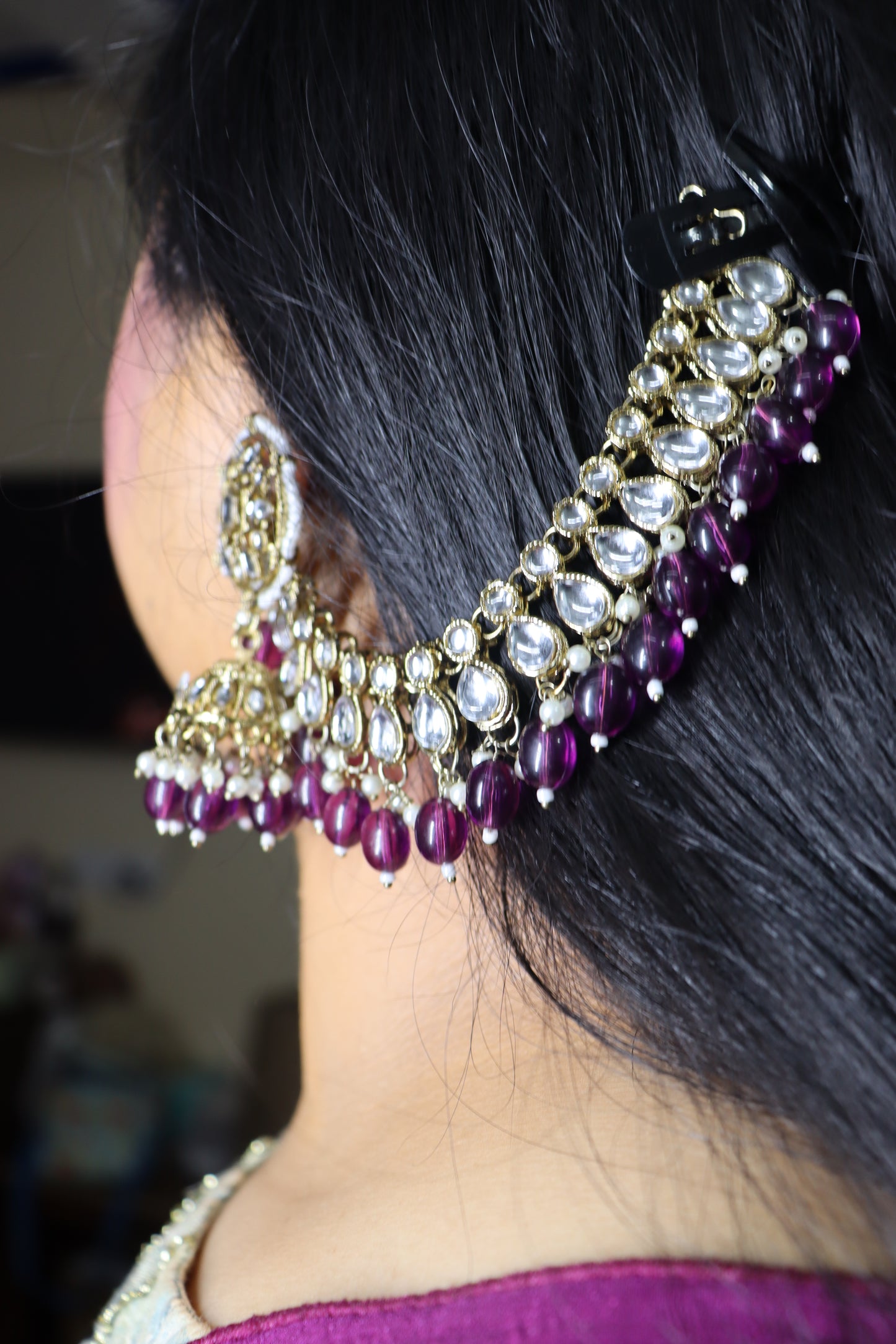 stone studded chain earring