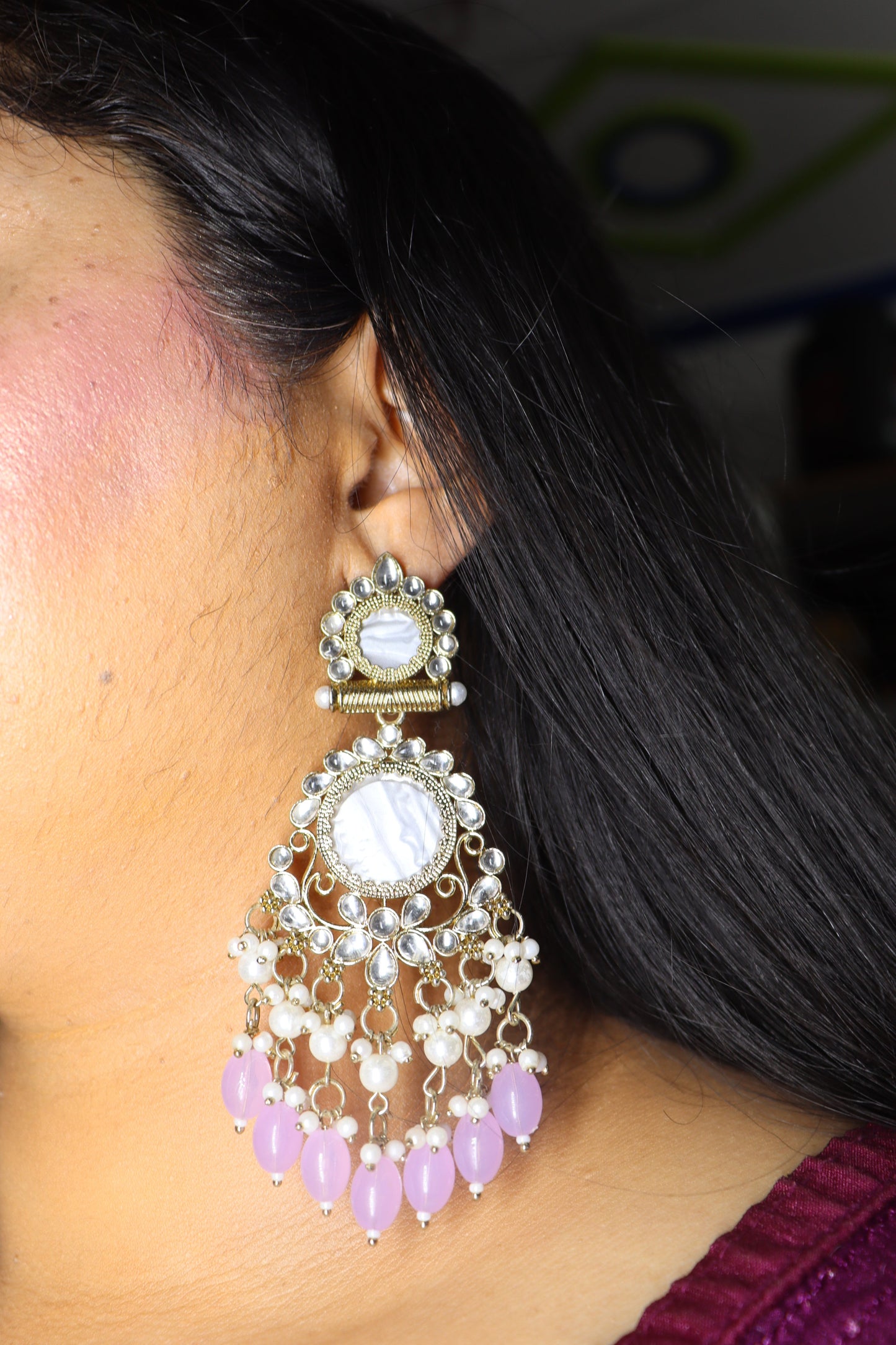 light pink drop[ earring