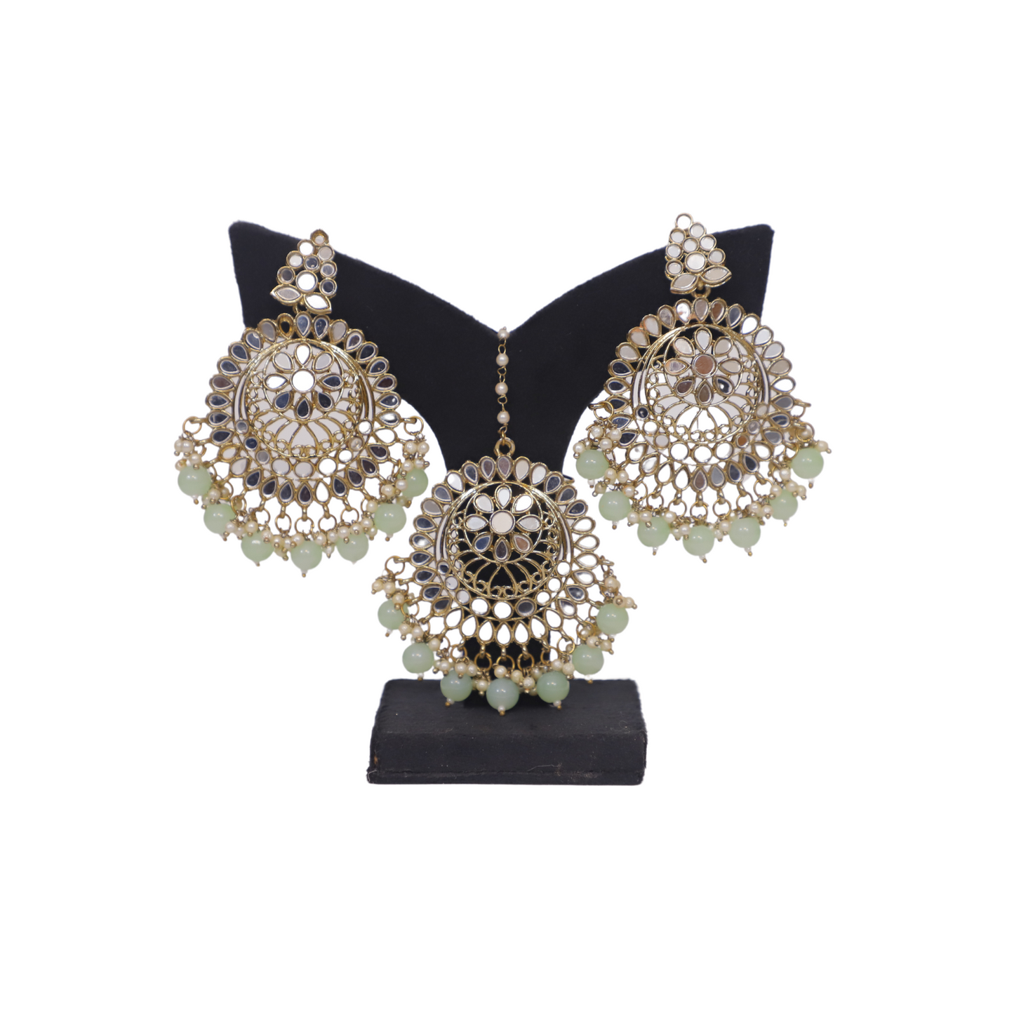 kundan earring with tika