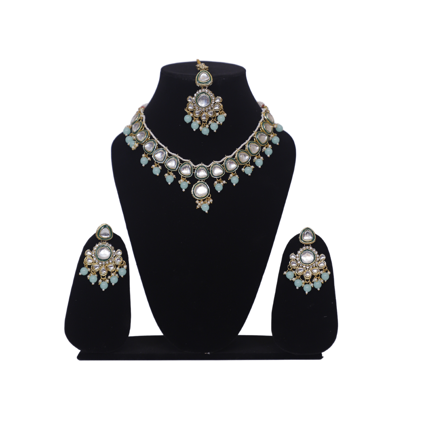 Kundan studded necklace set