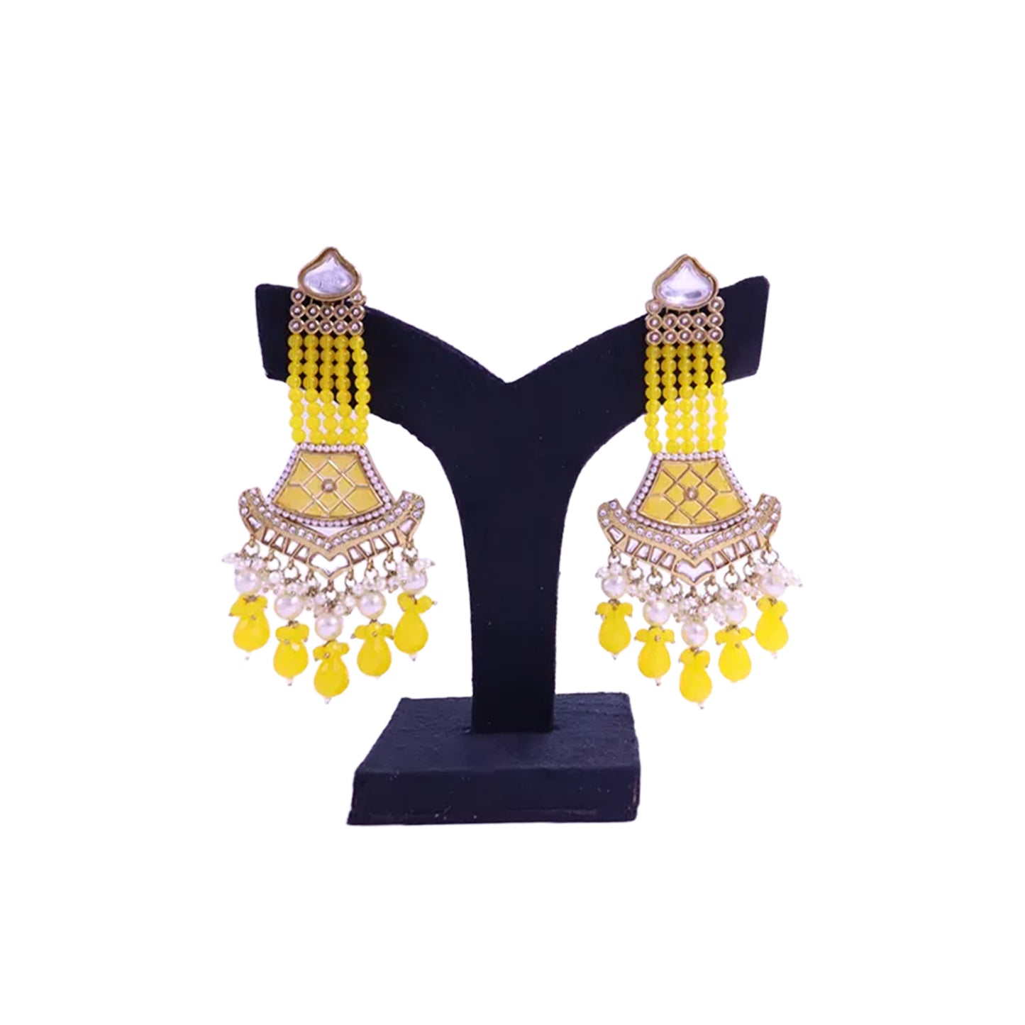 yellow color drop earrings