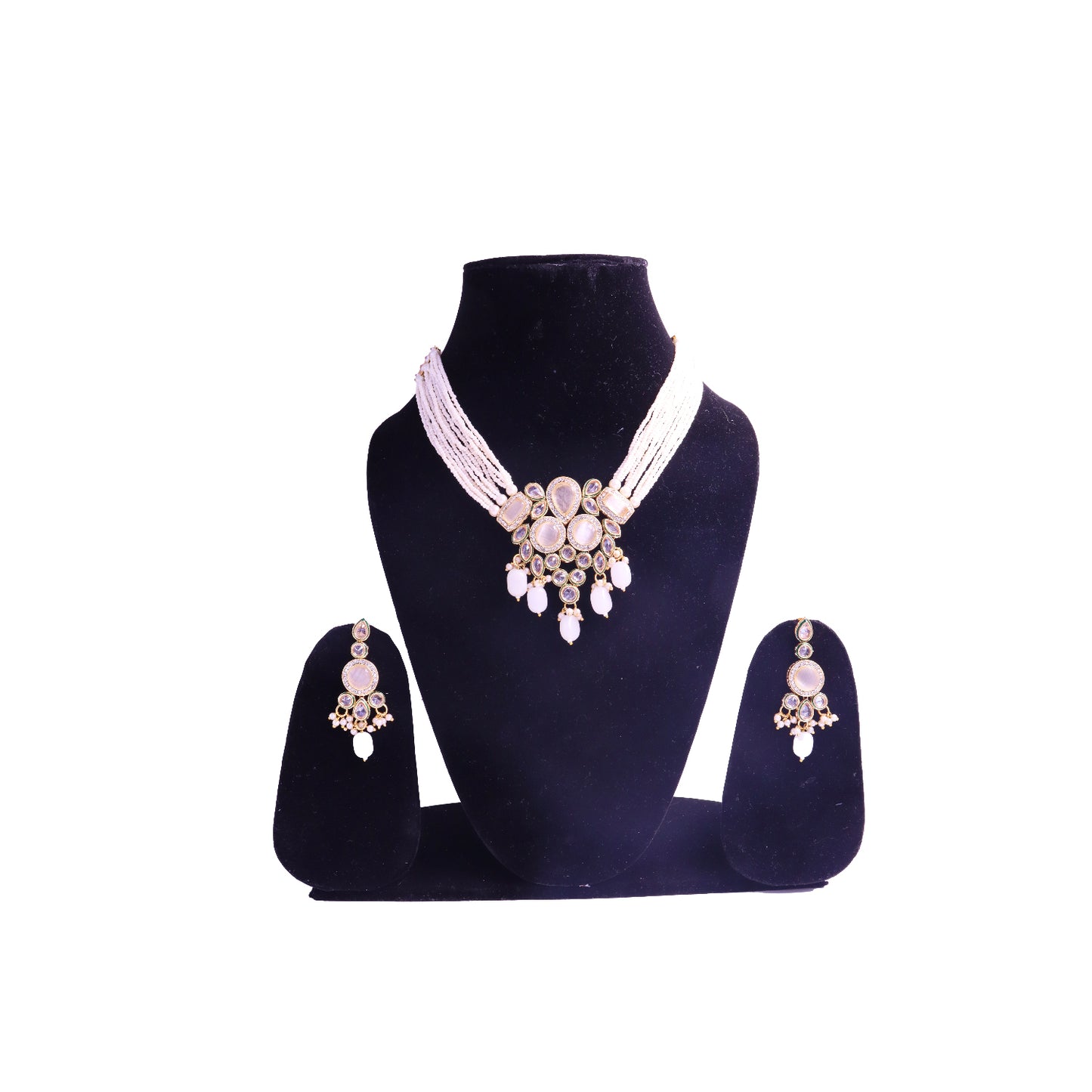 gold plated white pearl jewellery set