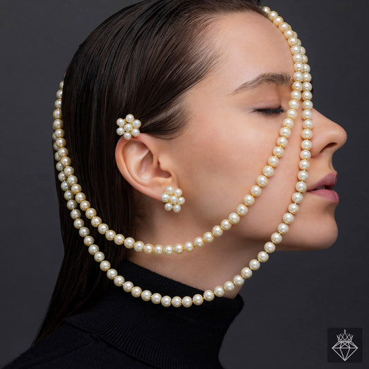 Multilayer Pearl Necklace Set With Earrings✨ White