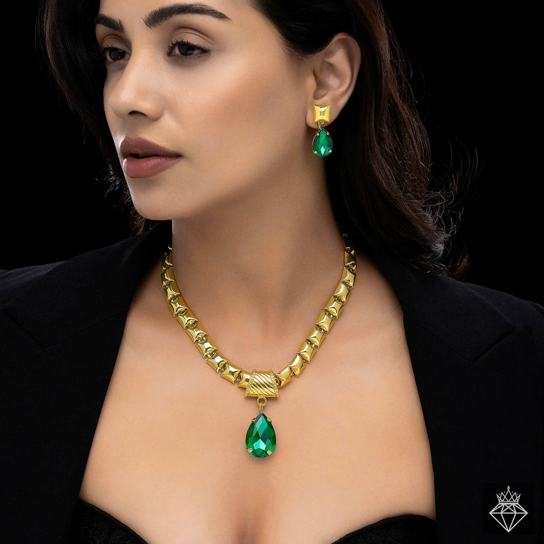 Anti-Tarnish Crystal Necklace Set With Earrings✨