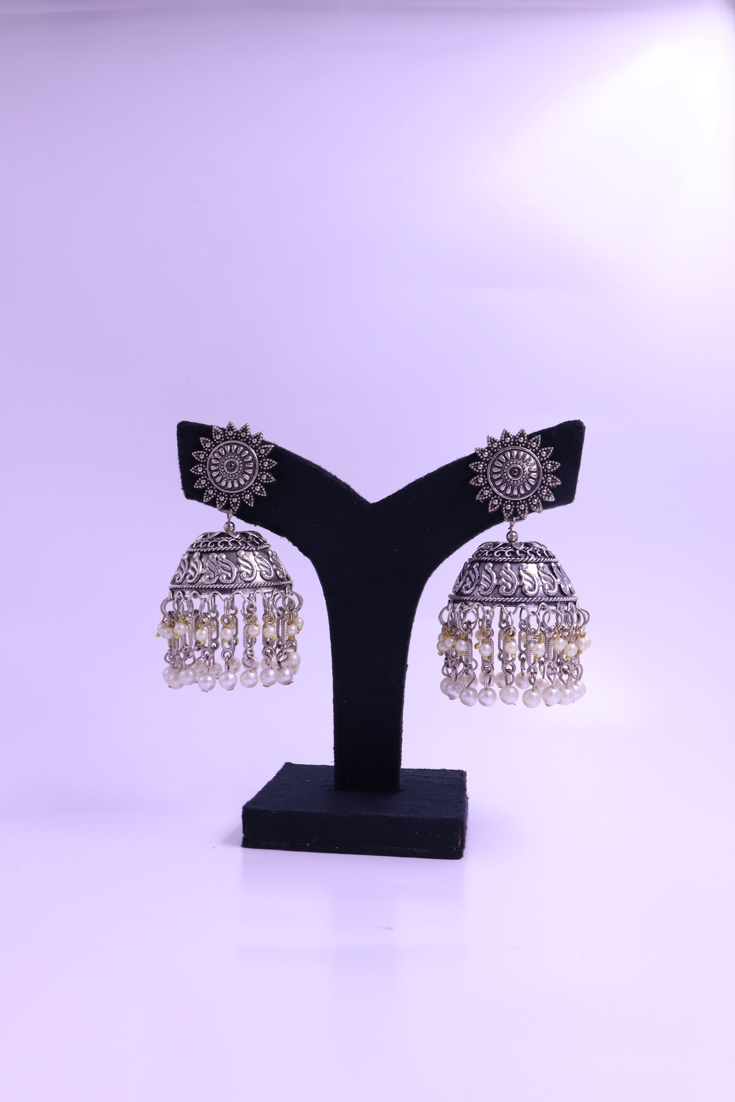 oxidized earrings with pearls