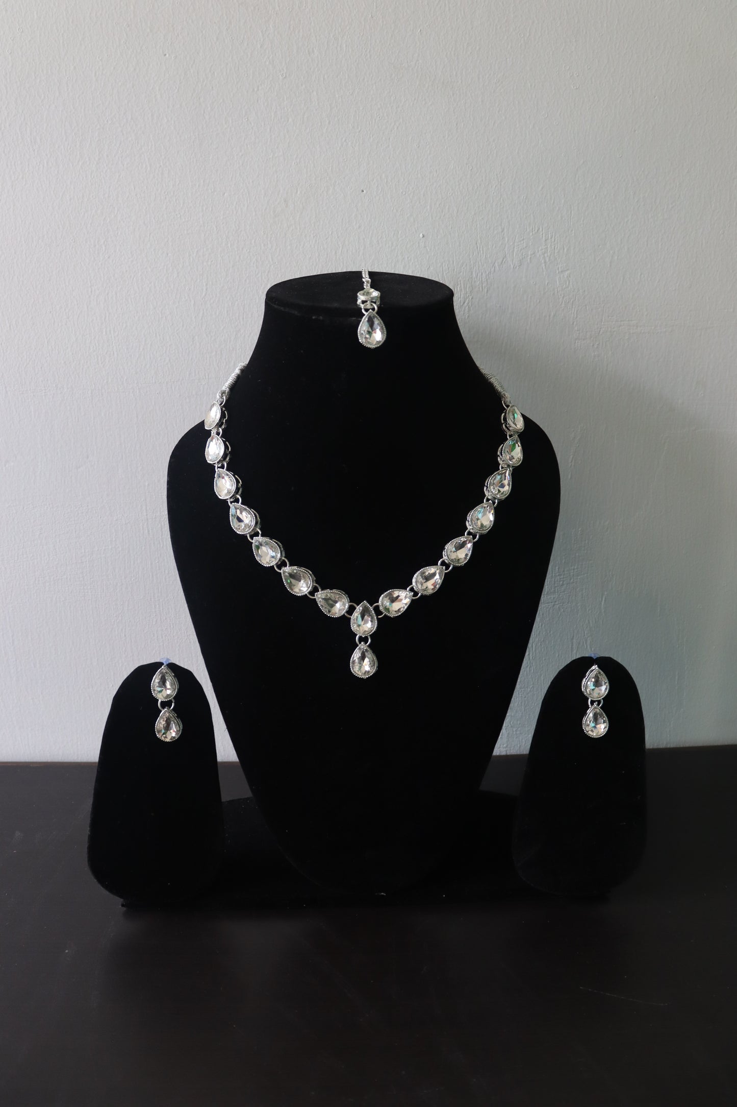 stone studded silver neck piece
