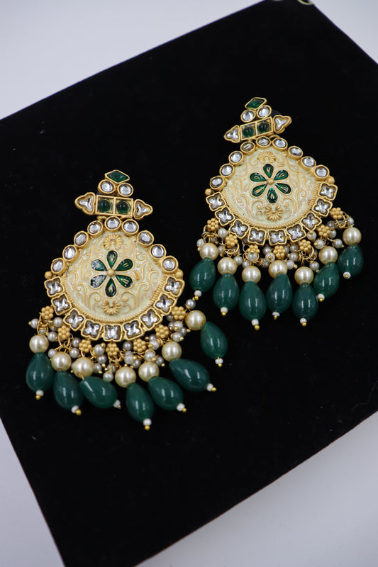 green pearl drop earring