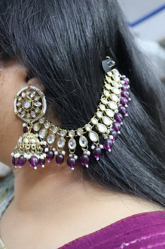 stone studded chain earring