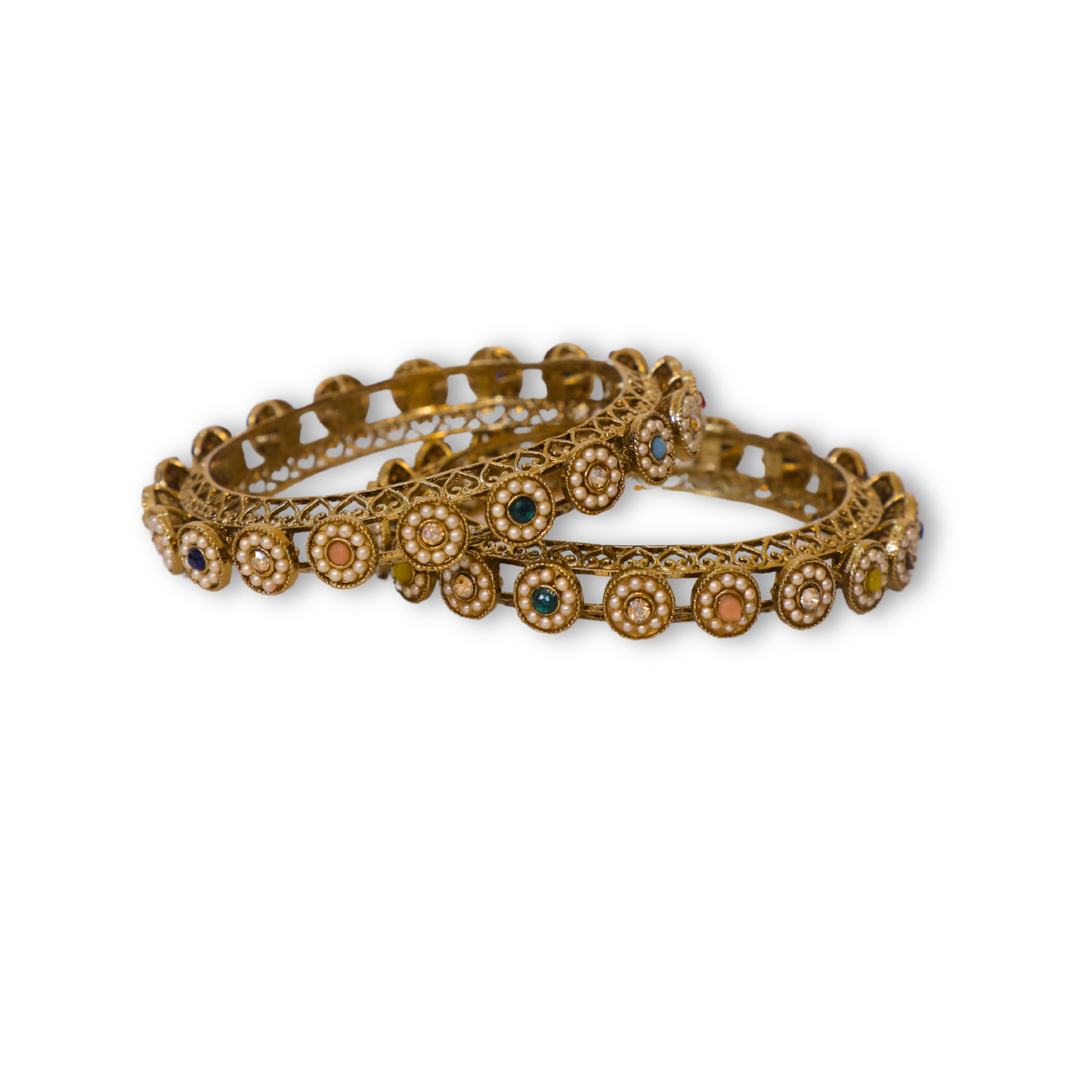 Set of 2 gold plated pearl bangles