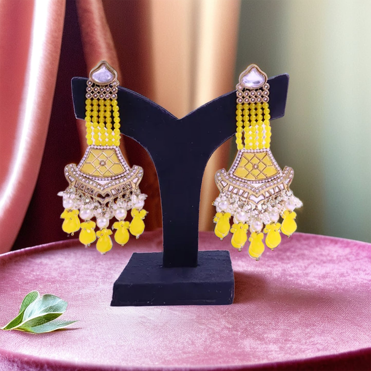 yellow color drop earrings