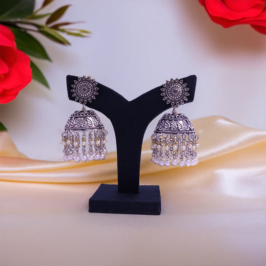 oxidized earrings with pearls