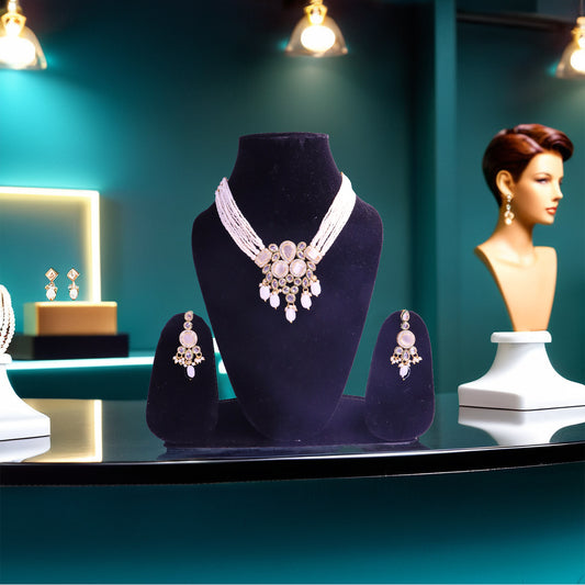 gold plated white pearl jewellery set